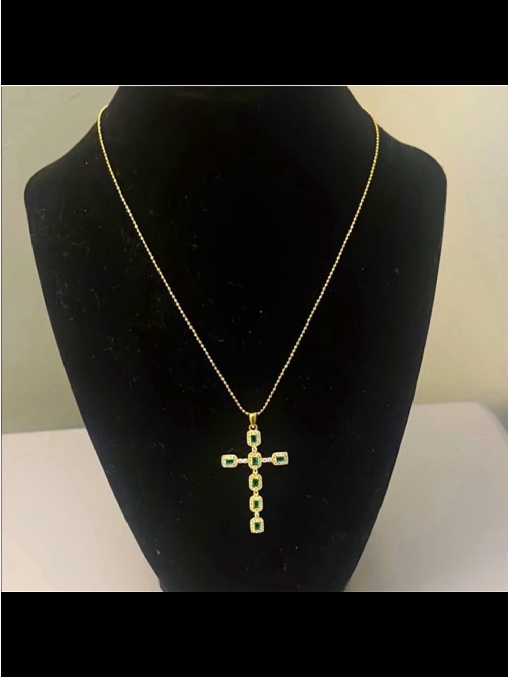 Mia Fiore MalaChite 18k Gold Plated Cross Necklace RARE